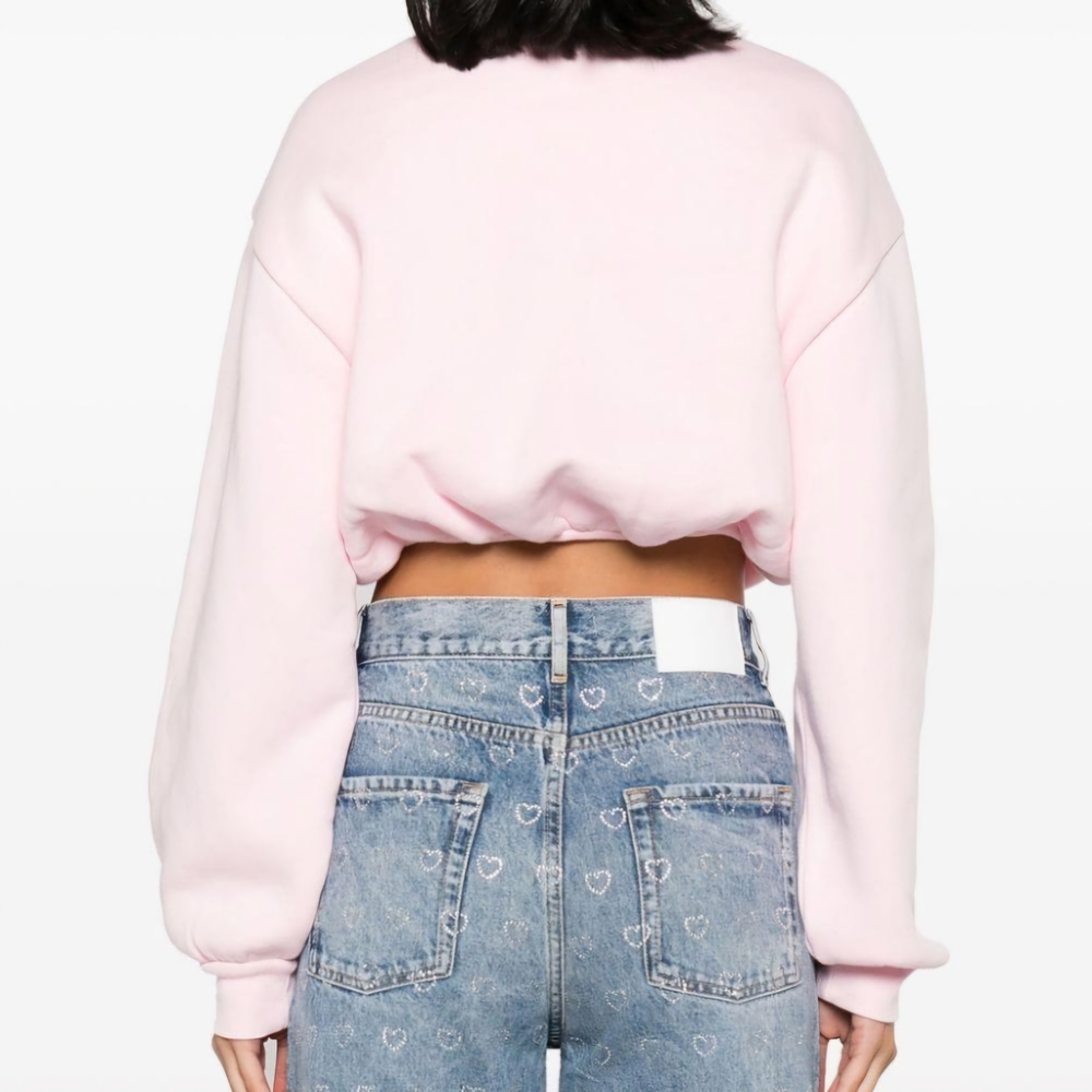 Sandro Paris 'Jiya' Light Pink Cropped Sweatshirt - Picture 2 of 12